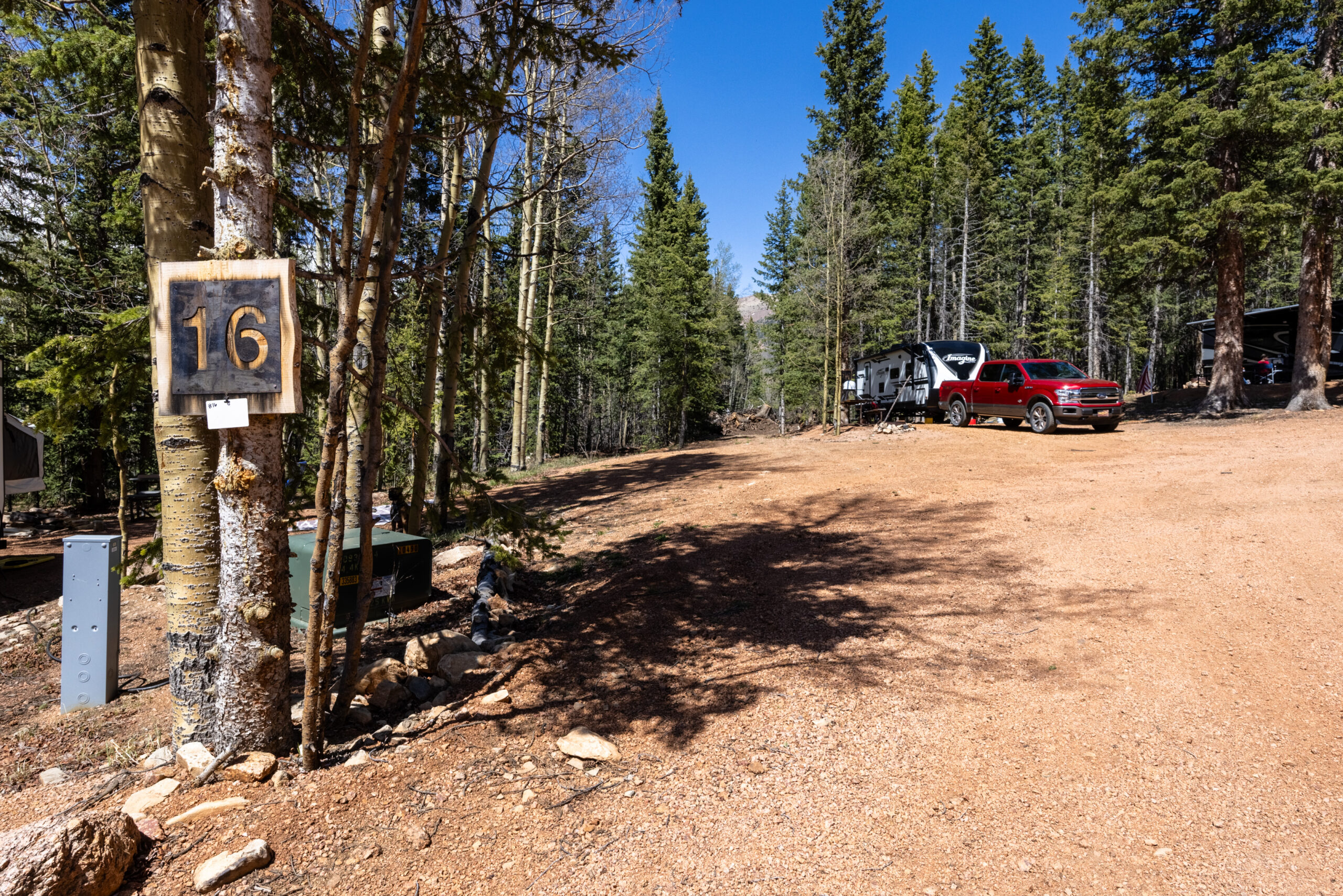 Pull through RV sites Rocking M Ranch campground near Pikes Peak Colorado