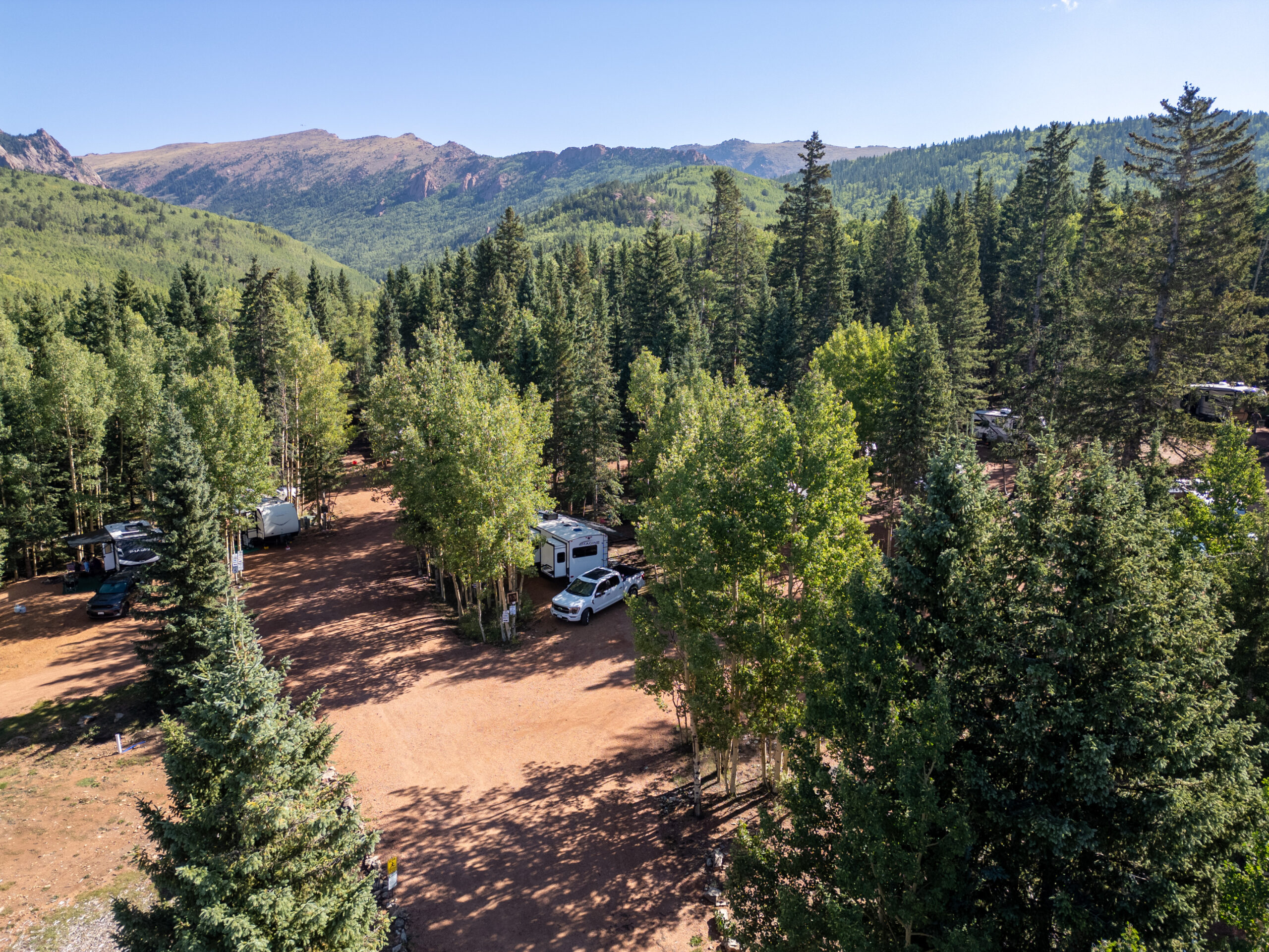Mountain views at Rocking M Ranch RV park near Pikes Peak Colorado